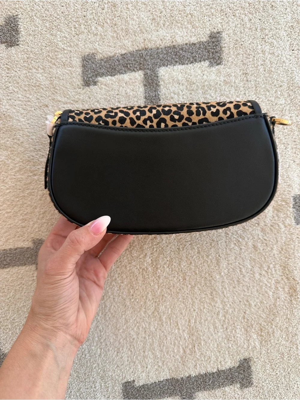 Michael Kors Leopard Print Crossbody in Tan and Black with Gold Lock